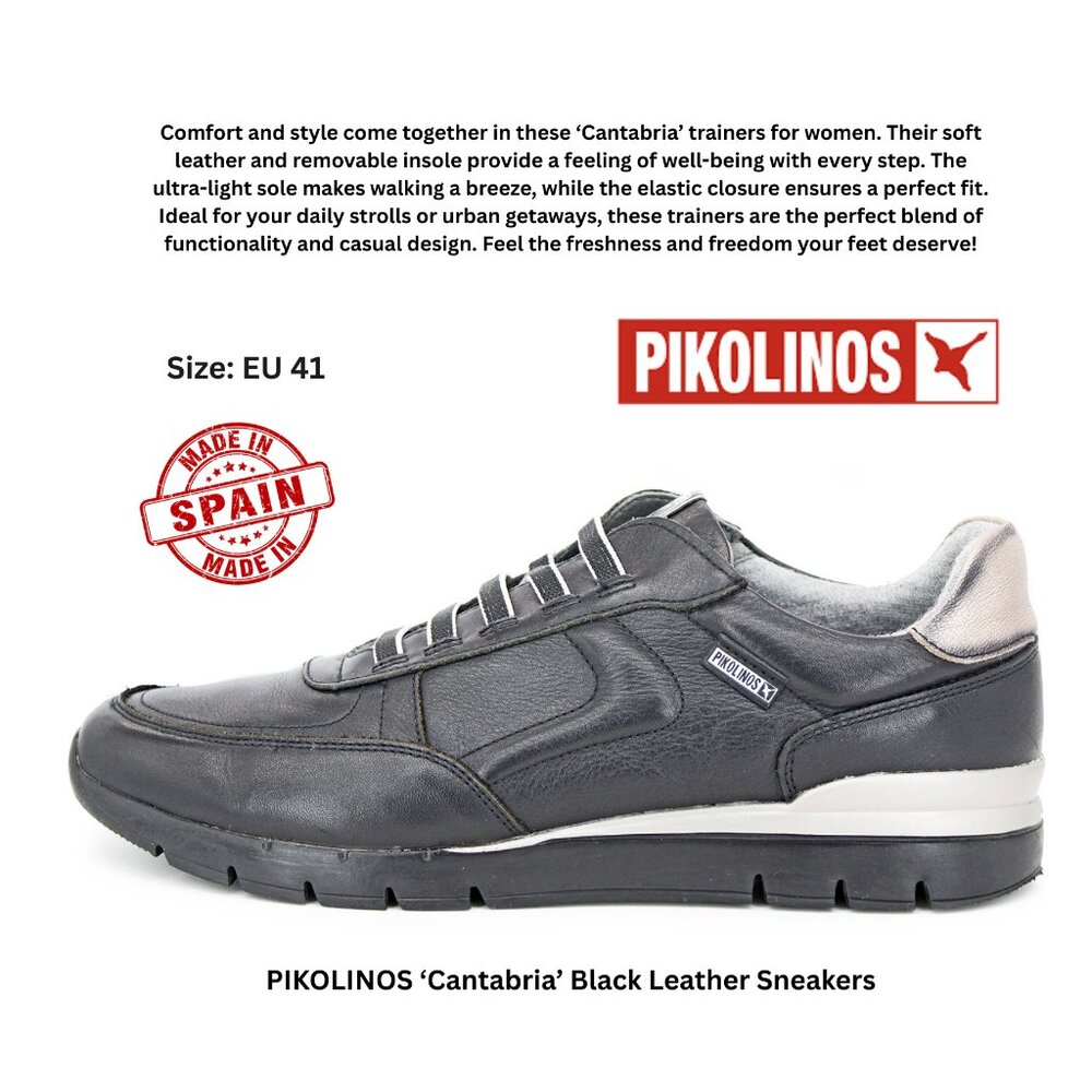 PIKOLINOS ‘Cantabria’ Black Leather Sneakers